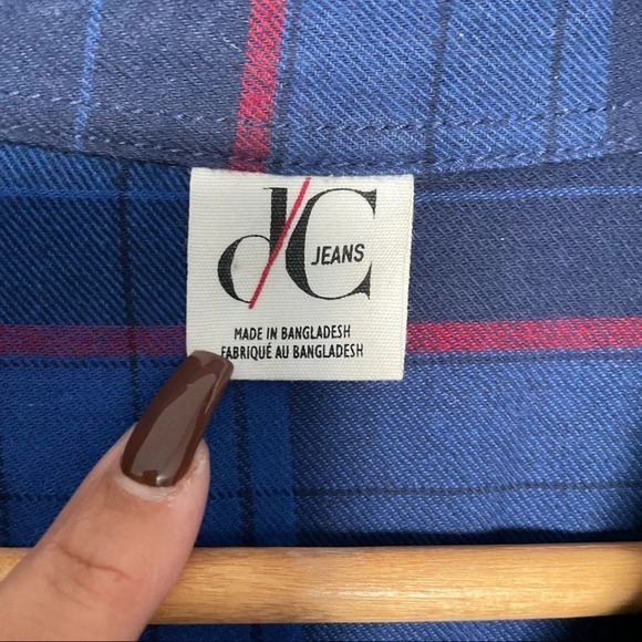 D/C Jean  Blue Red Plaid Long Sleeve Shirt Sz 1X - Picture 3 of 13